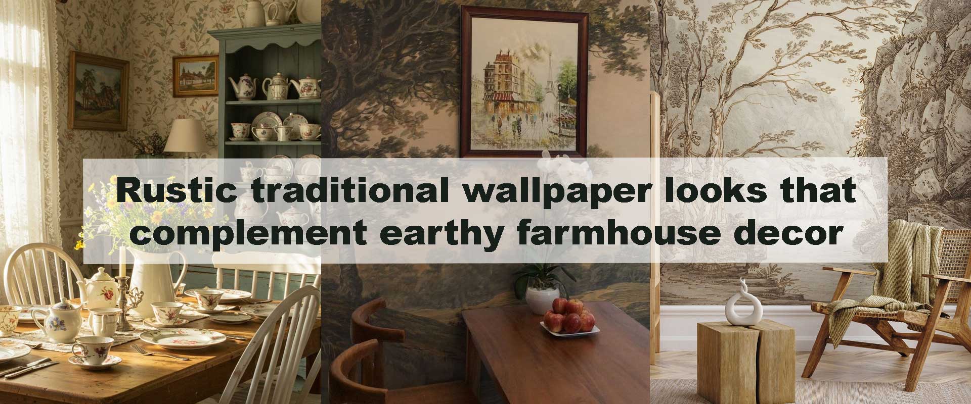Rustic traditional wallpaper looks that complement earthy farmhouse decor