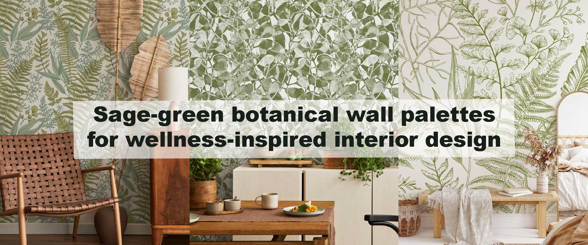 Sage-green botanical wall palettes for wellness-inspired interior design