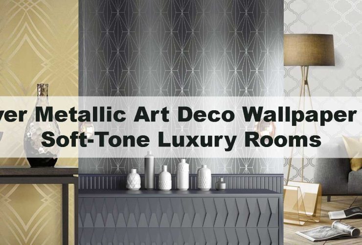 Silver Metallic Art Deco Wallpaper For Soft-Tone Luxury Rooms