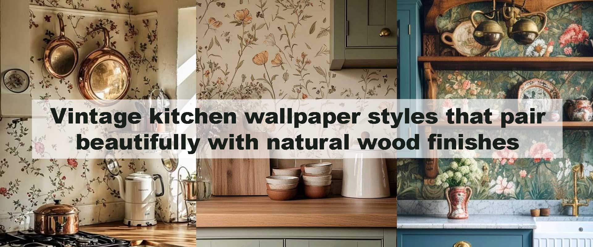 Vintage kitchen wallpaper styles that pair beautifully with natural wood finishes