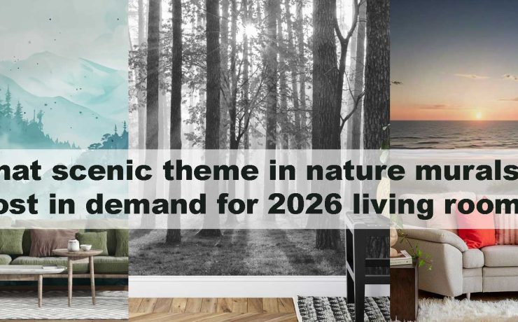 What scenic theme in nature murals is most in demand for 2026 living rooms?