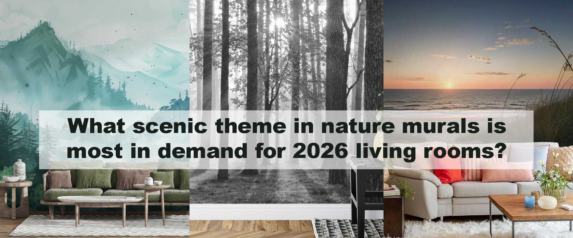 What scenic theme in nature murals is most in demand for 2026 living rooms?