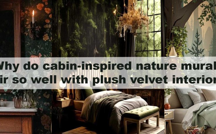 Why do cabin-inspired nature murals pair so well with plush velvet interiors?