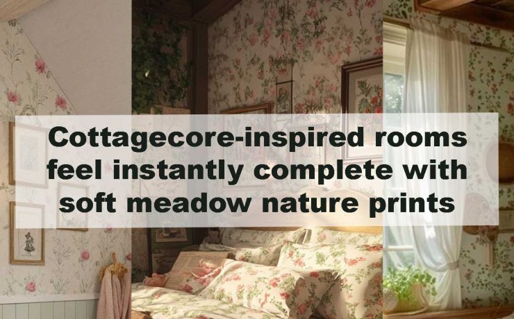 Cottagecore-inspired rooms feel instantly complete with soft meadow nature prints