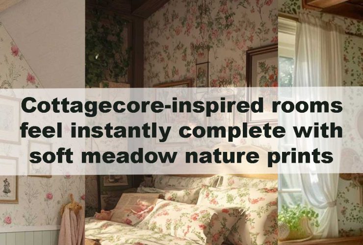 Cottagecore-inspired rooms feel instantly complete with soft meadow nature prints