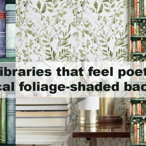 Home libraries that feel poetic with botanical foliage-shaded backdrops