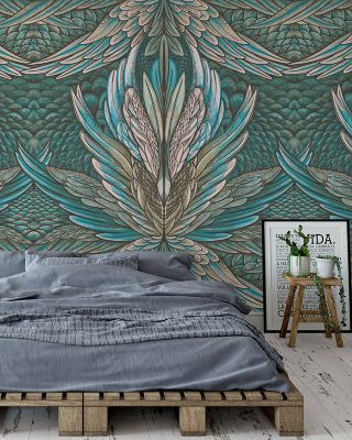 Iridescent Teal Modern Wallpaper
