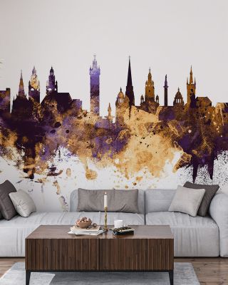 Glasgow Scotland Skyline Purple & Gold