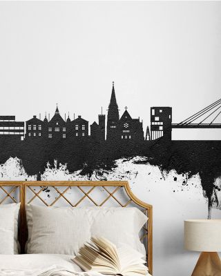 Umeå Skyline Black & White Wallpaper