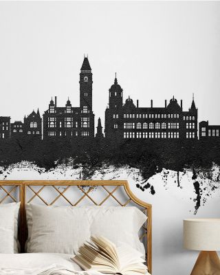 Wakefield England Skyline Black & White Wallpaper