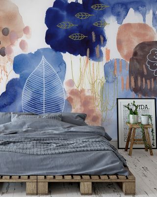 Big Blue Bloom Floral Wallpaper