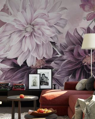 Focus on the Dahlia Red Floral Wallpaper