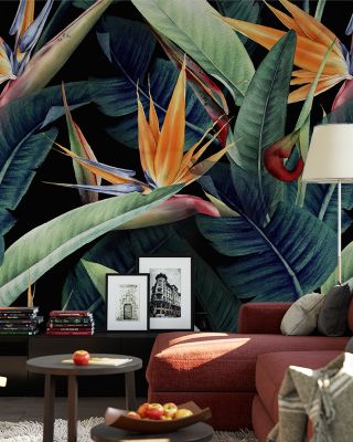 Tropical Blooms Vibrant Floral Wallpaper