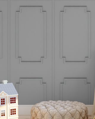 Faux Wall Panel Moulding, White Wallpaper