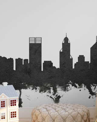 Perth Australia Skyline Black & White Wallpaper