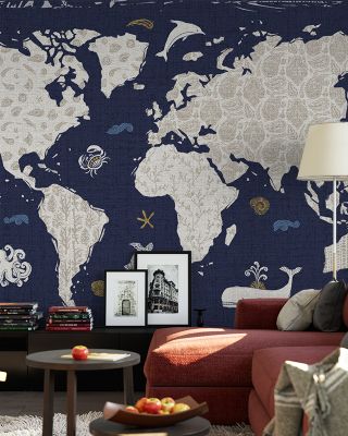 Sea This Map Blue Nautical Wallpaper