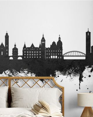 Bamberg Germany Skyline Black & White Wallpaper Mural