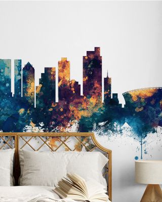 Cape Town Skyline Blue & Bronze Wallpaper Mural