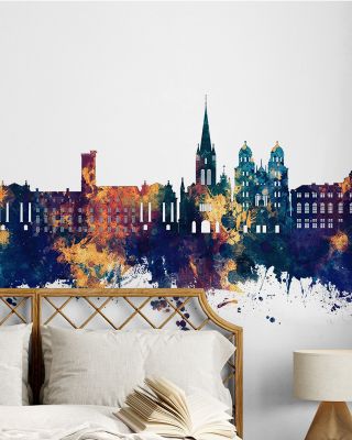 Dijon France Skyline Blue & Bronze Wallpaper Mural