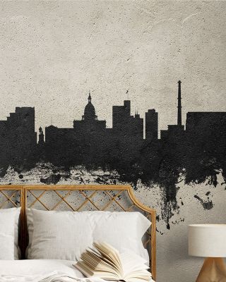 Lansing Michigan Skyline Concrete Wallpaper