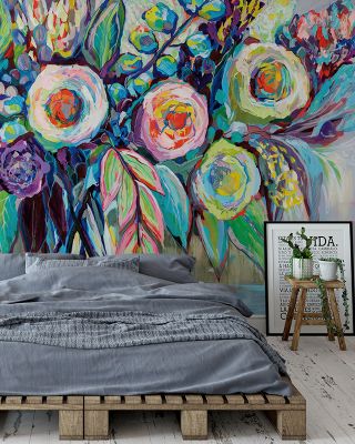 Popping Flowers Floral Wallpaper
