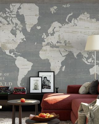 Slate World Map Vintage Wallpaper