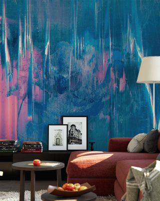 Teal Glitch Modern Abstract Wallpaper