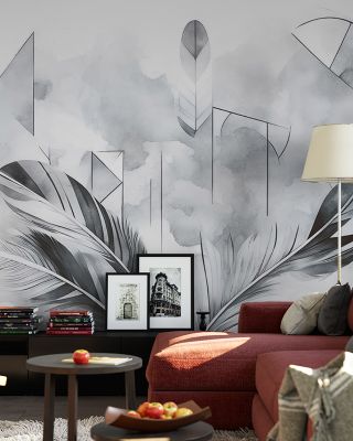 Feather Geometry Gray Abstract Wallpaper