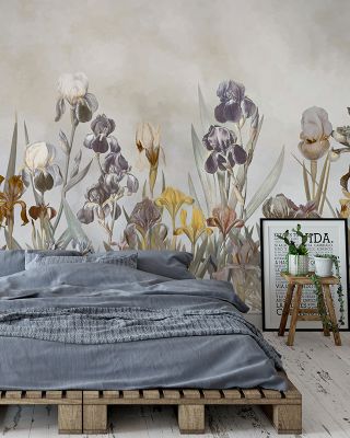 Iris Field Calm Floral Wallpaper