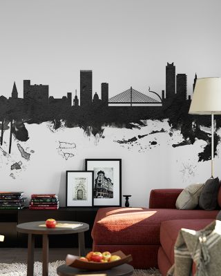 Liege Belgium Skyline Black & White Wallpaper