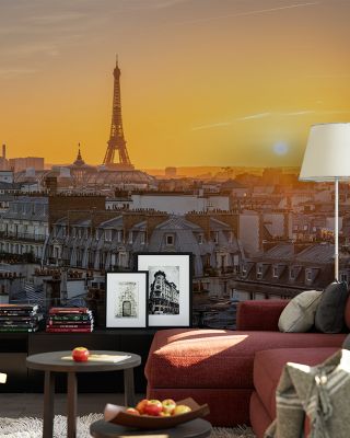 Sunset in Paris Scenic Wallpaper