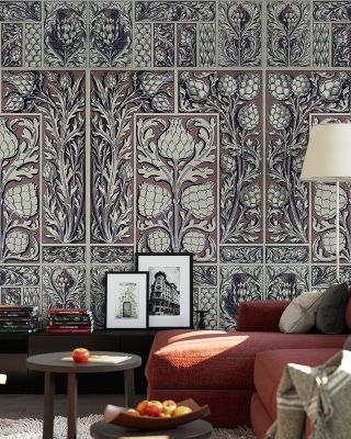 Thistle Walls Brown Rustic Botanical Wallpaper