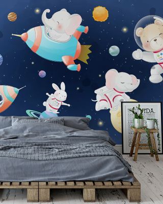 Furry Astronauts Playful Space Adventure Wallpaper
