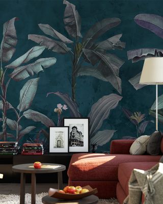 Navy Blue Branches Elegant Botanical Wallpaper