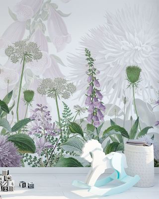 Foxglove Flowers Wallpaper Mural - Lush Green Garden Theme