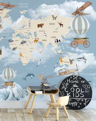 Adventure World Map Wallpaper - Global Cities and Landmarks