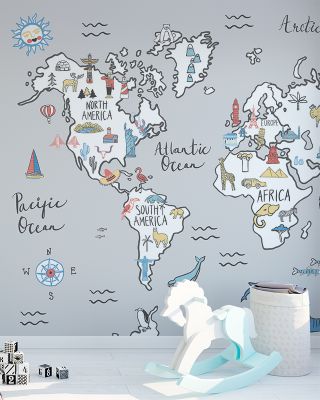 World Essentials Map Wallpaper - Detailed Global Cities and Maps