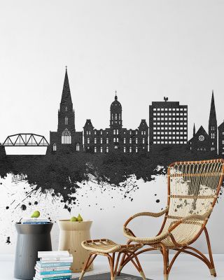 Fredericton Canada Skyline Black & White Wallpaper