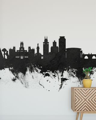 Madrid Skyline Black & White Wallpaper