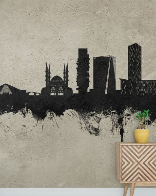 Tirana Skyline Concrete Wallpaper