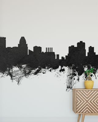 Baltimore Skyline Black & White Wallpaper
