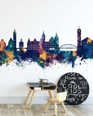 Bamberg Germany Skyline Blue & Bronze Wallpaper