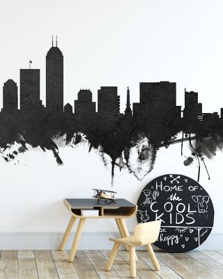 Indianapolis Indiana Skyline Black & White Wallpaper