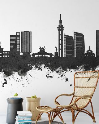 Kinshasa Skyline Black & White Wallpaper