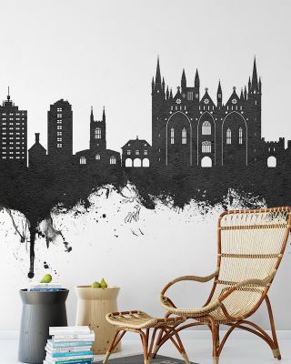 Peterborough England Skyline Black & White Wallpaper