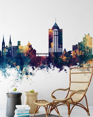 Roanoke Virginia Skyline Blue & Bronze Wallpaper