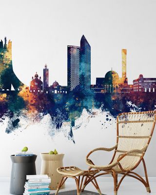 Algiers Algeria Skyline Blue & Bronze Wallpaper Mural