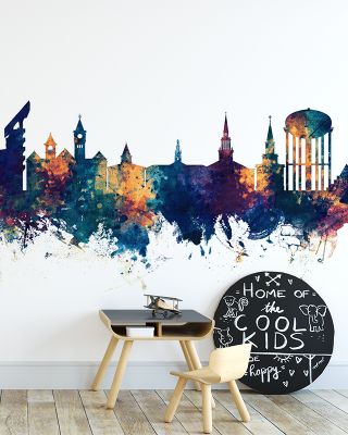Auburn Alabama Skyline Blue & Bronze Wallpaper