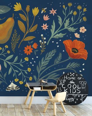 Blue Botanical I Wallpaper