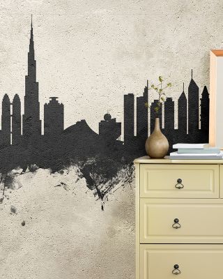 Dubai Skyline Concrete Wallpaper